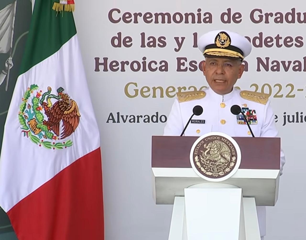 Educación naval evoluciona con nuevas tecnologías pero sin perder sus principios, señaló Raymundo Pedro Morales Ángeles, secretario de Marina